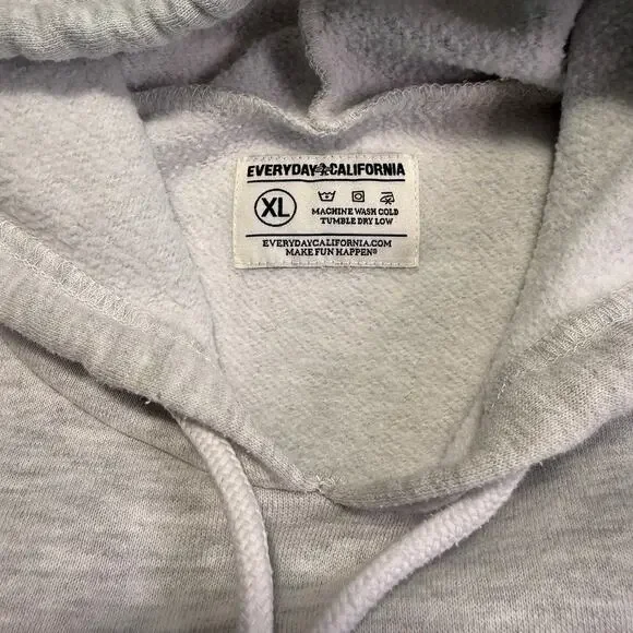 Everyday California Surf Bear Gray Hoodie Men’s XL Fleece Pullover - Picture 3 of 9